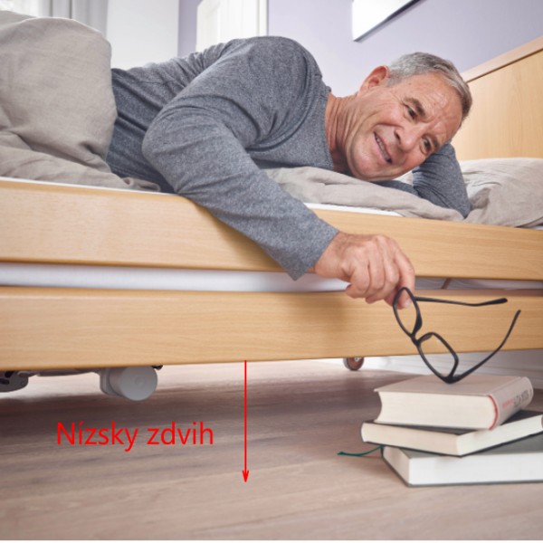 Elektricky polohovateľné lôžko, kovový rošt, zdvih 23-63cm, 230V, Low entry